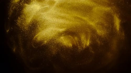 Abstract Gold Glitter Swirls on Dark Background