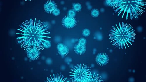 Floating Blue Viral Cells Abstract Medical Science Background