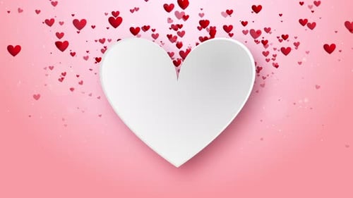 Romantic Falling Hearts with Elegant Central Reveal Animation