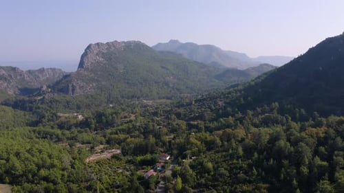 Mountain Village in Dense Forest