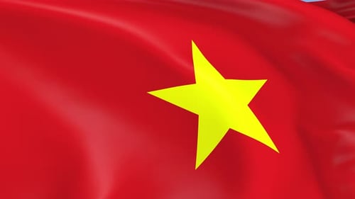 Realistic Waving Flag of Vietnam with Blue Sky Loop