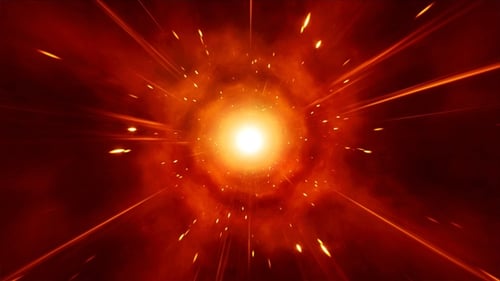 Fiery Energy Light Speed Warp Tunnel Background