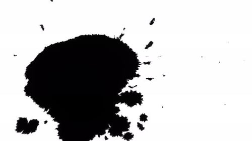Expanding Black Inkblot on White Background