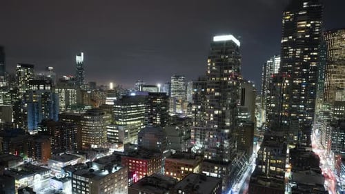 Toronto, Canada, Timelapse - Pan motion view of Toronto s financial district at night