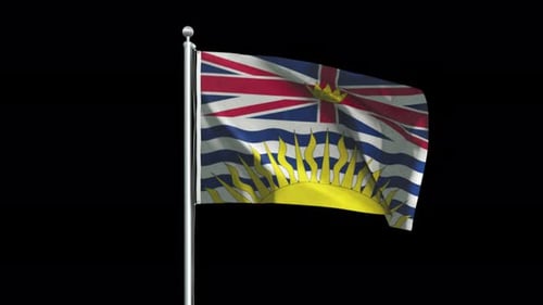 British Columbia Flag Waving Realistic Animation