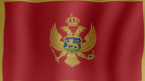 Flag of Montenegro Waving Close Up