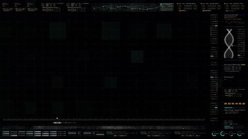 Futuristic HUD Display with DNA Analysis and Digital Data