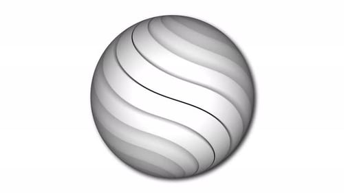 Stripy line attached on a sphere. Stripy sphere animated on white background. Vd 975