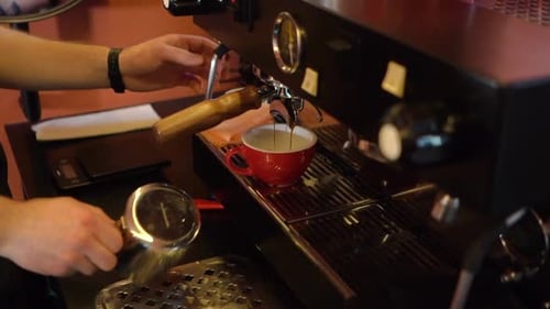 Barista Preparing Espresso with Milk