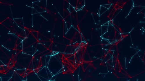 Digitales buntes leuchtendes Plexus-Netzwerk, das sich auf schwarzem Hintergrund bewegt, leuchtendes Plexus-Netzwerk High Tech