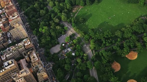 Vista aérea del Central Park de Nueva York filmada desde un helicóptero