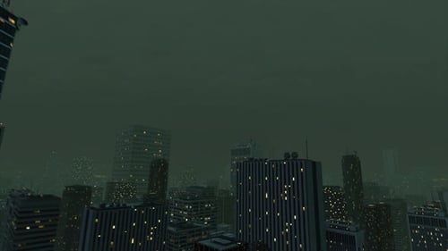 3D Night City Flying Bird Cam