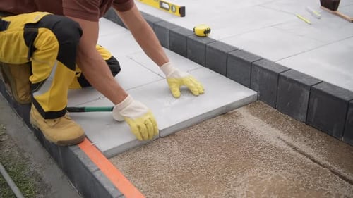 Installing Paving Bricks Patio Floor