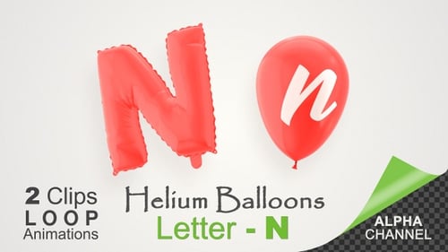 Animated Red Letter N Balloons with Alpha Channel