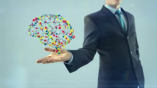 Business Man Businessman Clever Talent Inspiration Brain Concept Hold Style Design Mind on Hand