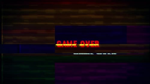 Digital Glitch "Game Over" Text Animation Reveal