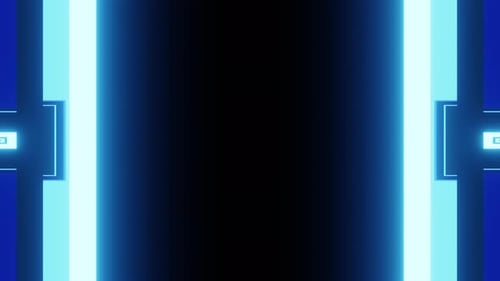 Blue Neon Lines Lights On Black Background VJ Loop 4K