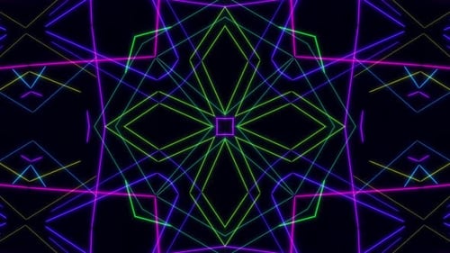 Neon Geometric Lines Kaleidoscope Looping Background