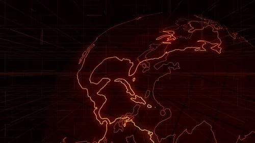 Futuristic Digital Earth Map Globe Rotation Loop