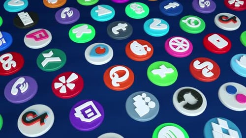 Animated 3D Social Media App Icons Background