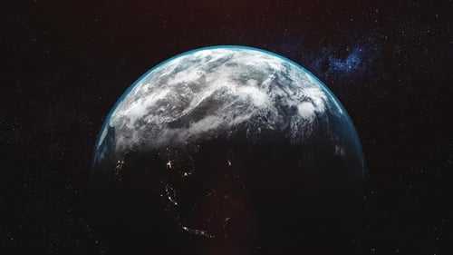 Planet Earth Rotating with Epic Space Sunrise and City Lights