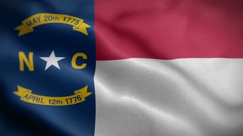 Realistic North Carolina State Flag Waving Motion Graphic
