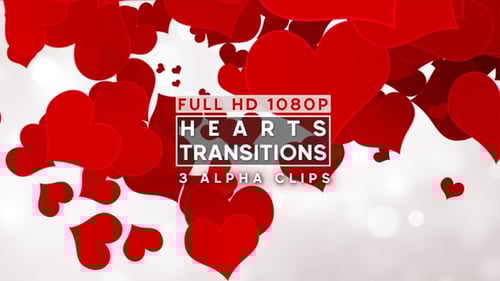 Romantic Red Hearts Flowing Wedding Overlay