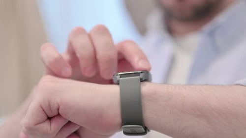 Adult Using Smart Watch Close Up