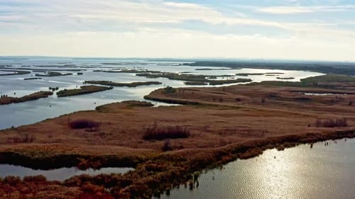 Aerial View of Islands and Water Landscape