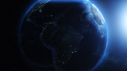 Spinning Earth Globe from Space with City Lights