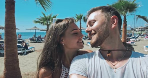 Portrait of Happy Couple, at the Beach