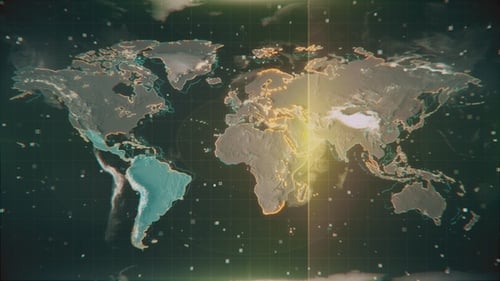Futuristic Digital World Map Scan Background