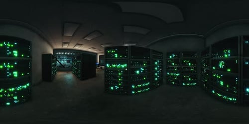 VR360 Network Server Room with Computers for Digital Tv Ip Communications