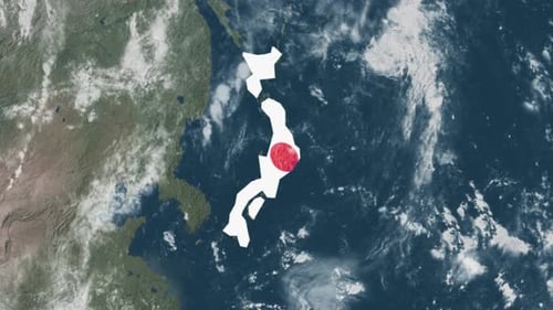 Earth Zoom into Japan Map with Flag Reveal