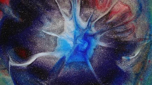 Swirling Abstract Paint with Glittering, Cosmic Effect