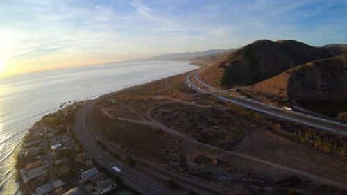 Faria Beach Park Pitas Point And Padre Juan Canyon Aerial View Flying Above Pacific Coast Highway CA