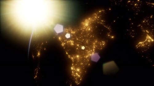 Amazing Sunrise Over The Earth. View Of Planet Earth From Space