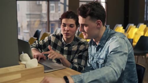 Young Adults Working Together on a Laptop