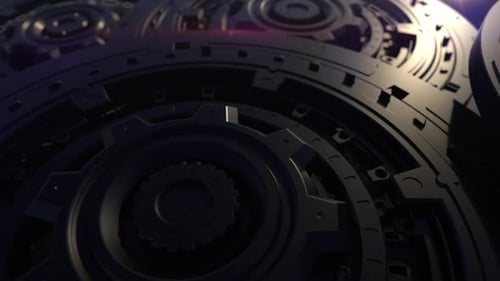 Futuristic Rotating Mechanical Gears Technology Background