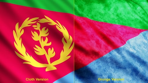 Eritrean Flag Waving Animation with Clean and Textured Styles