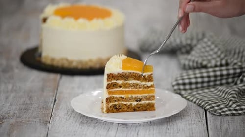 Piece Delicious Carrot Cake Orange Jelly