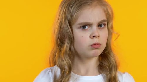 Child Gives a Stop Hand Gesture Close Up
