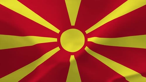 Dynamic Animated Flag Of North Macedonia Waving In Wind