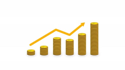 Animated Financial Growth Chart with Stacking Gold Coins