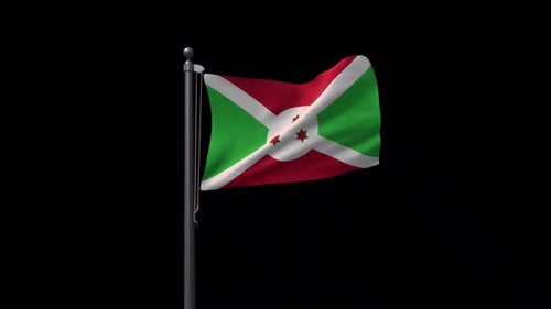 Realistic Waving Burundi Flag with Alpha Channel