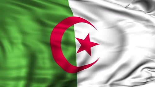 Animated Algerian Flag Waving with Realistic Fabric Texture