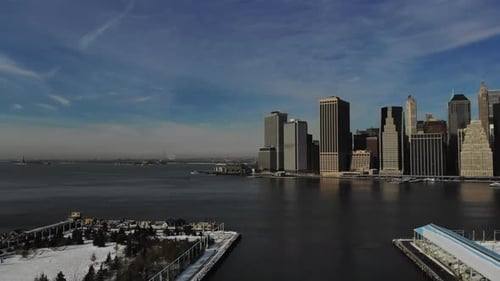Aerial View of New York City Panorama with Manhattan Skyline Office Buildings
