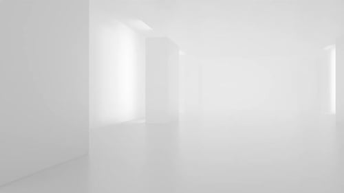 Minimalist White Abstract 3D Room Flythrough Animation