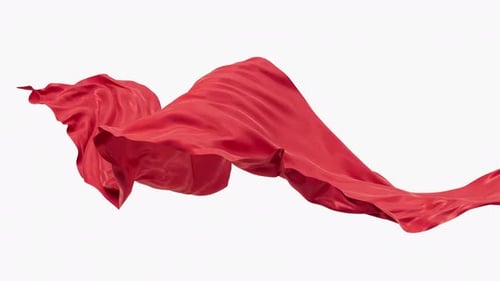 Elegant Flowing Red Fabric Cloth Animation