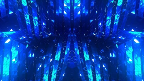 Abstract Blue Futuristic Geometric Tunnel Loop Background